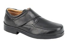Roamers Wide Fit Touch Fasten Leather Shoes Black
